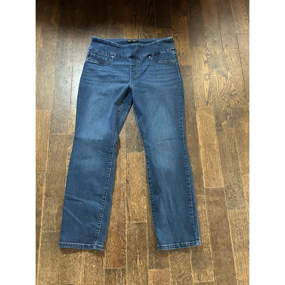 Women's Lee Slim Fit Mid Rise Sculpting Pull On Jeans Size 14 Short